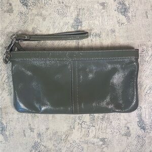 Coach gray leather wristlet